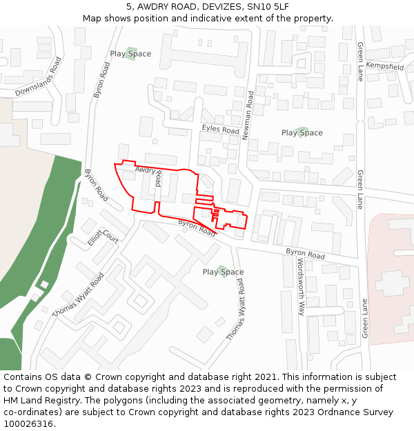 5, AWDRY ROAD, DEVIZES, SN10 5LF: Location map and indicative extent of plot