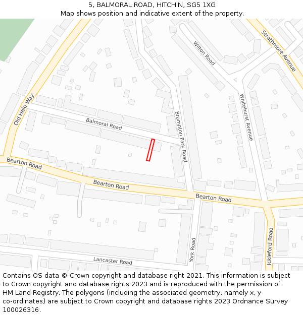 5, BALMORAL ROAD, HITCHIN, SG5 1XG: Location map and indicative extent of plot