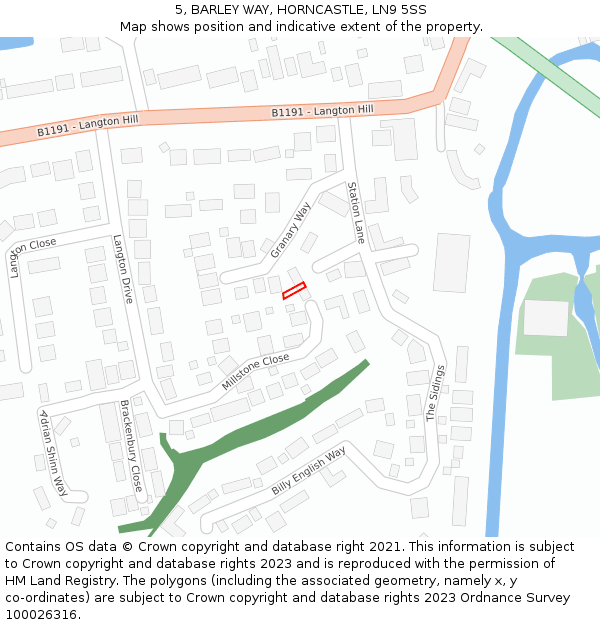 5, BARLEY WAY, HORNCASTLE, LN9 5SS: Location map and indicative extent of plot