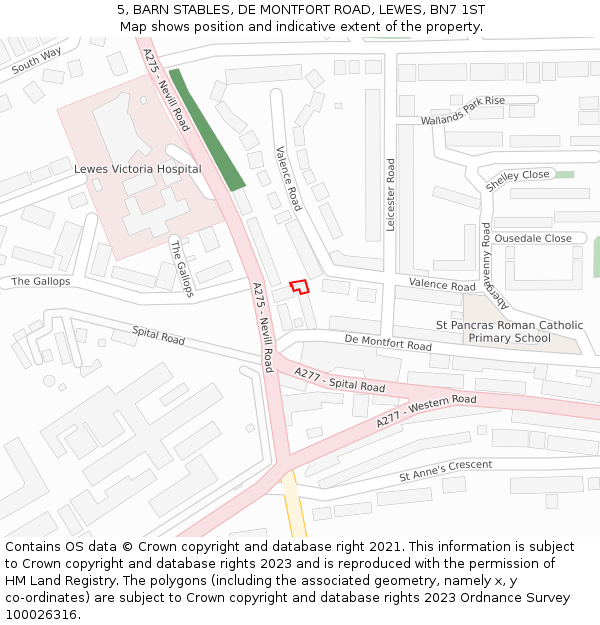 5, BARN STABLES, DE MONTFORT ROAD, LEWES, BN7 1ST: Location map and indicative extent of plot