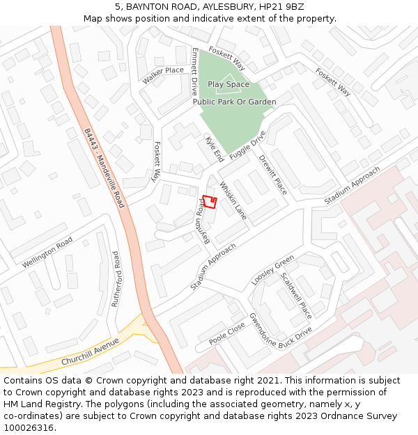 5, BAYNTON ROAD, AYLESBURY, HP21 9BZ: Location map and indicative extent of plot