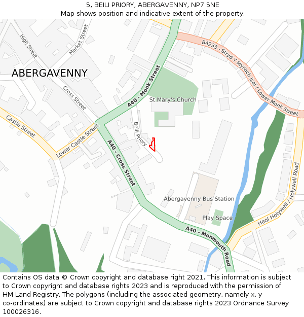 5, BEILI PRIORY, ABERGAVENNY, NP7 5NE: Location map and indicative extent of plot