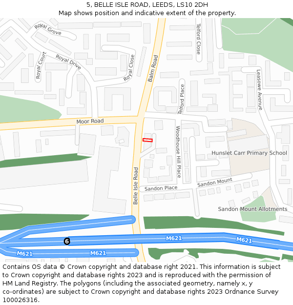 5, BELLE ISLE ROAD, LEEDS, LS10 2DH: Location map and indicative extent of plot