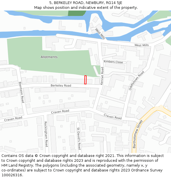 5, BERKELEY ROAD, NEWBURY, RG14 5JE: Location map and indicative extent of plot