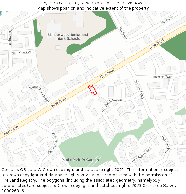 5, BESOM COURT, NEW ROAD, TADLEY, RG26 3AW: Location map and indicative extent of plot