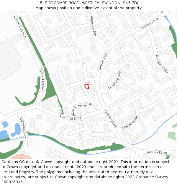 5, BIRDCOMBE ROAD, WESTLEA, SWINDON, SN5 7BJ: Location map and indicative extent of plot