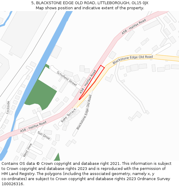 5, BLACKSTONE EDGE OLD ROAD, LITTLEBOROUGH, OL15 0JX: Location map and indicative extent of plot