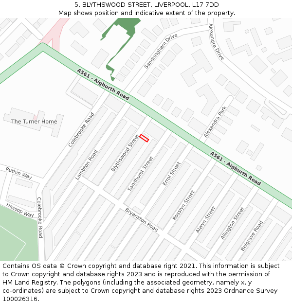 5, BLYTHSWOOD STREET, LIVERPOOL, L17 7DD: Location map and indicative extent of plot