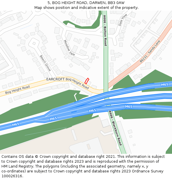 5, BOG HEIGHT ROAD, DARWEN, BB3 0AW: Location map and indicative extent of plot