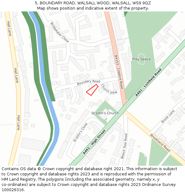 5, BOUNDARY ROAD, WALSALL WOOD, WALSALL, WS9 9QZ: Location map and indicative extent of plot