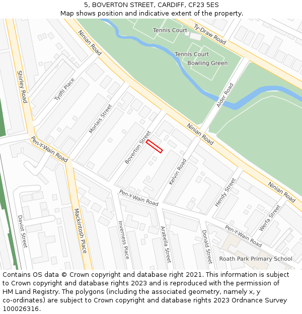 5, BOVERTON STREET, CARDIFF, CF23 5ES: Location map and indicative extent of plot