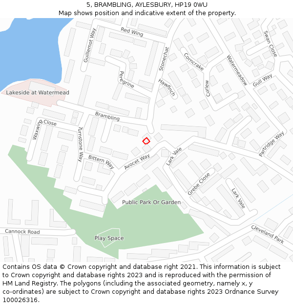 5, BRAMBLING, AYLESBURY, HP19 0WU: Location map and indicative extent of plot