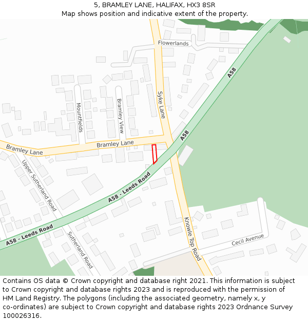 5, BRAMLEY LANE, HALIFAX, HX3 8SR: Location map and indicative extent of plot