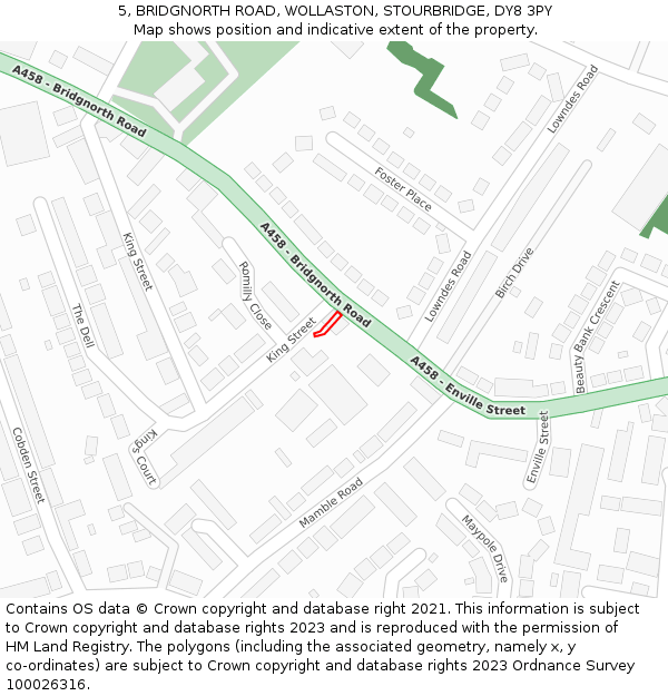5, BRIDGNORTH ROAD, WOLLASTON, STOURBRIDGE, DY8 3PY: Location map and indicative extent of plot