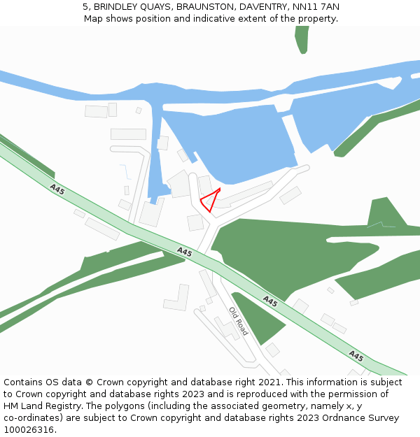 5, BRINDLEY QUAYS, BRAUNSTON, DAVENTRY, NN11 7AN: Location map and indicative extent of plot