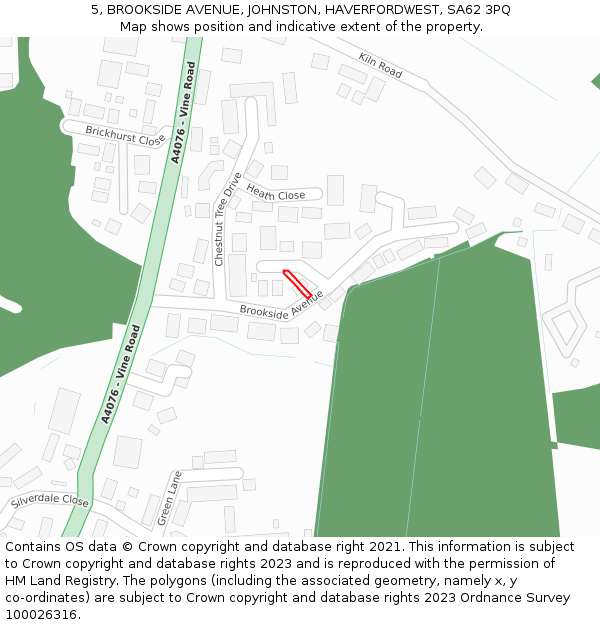 5, BROOKSIDE AVENUE, JOHNSTON, HAVERFORDWEST, SA62 3PQ: Location map and indicative extent of plot