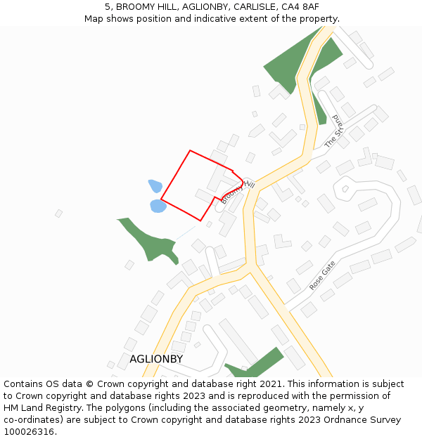 5, BROOMY HILL, AGLIONBY, CARLISLE, CA4 8AF: Location map and indicative extent of plot