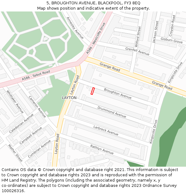 5, BROUGHTON AVENUE, BLACKPOOL, FY3 8EQ: Location map and indicative extent of plot