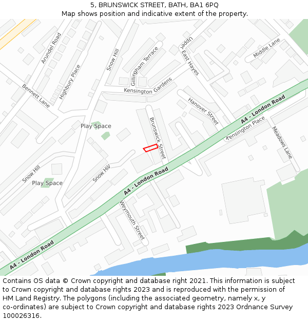 5, BRUNSWICK STREET, BATH, BA1 6PQ: Location map and indicative extent of plot