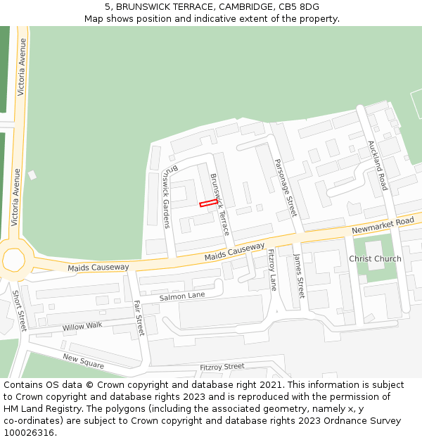 5, BRUNSWICK TERRACE, CAMBRIDGE, CB5 8DG: Location map and indicative extent of plot