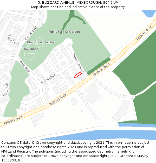 5, BUZZARD AVENUE, MEXBOROUGH, S64 0NW: Location map and indicative extent of plot