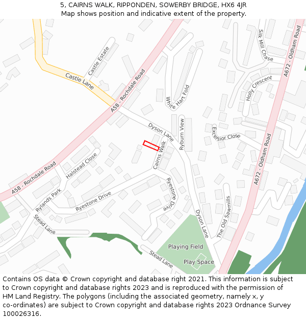 5, CAIRNS WALK, RIPPONDEN, SOWERBY BRIDGE, HX6 4JR: Location map and indicative extent of plot