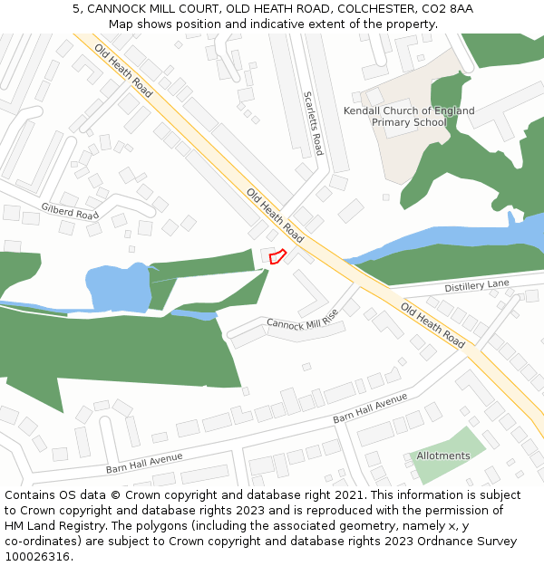 5, CANNOCK MILL COURT, OLD HEATH ROAD, COLCHESTER, CO2 8AA: Location map and indicative extent of plot