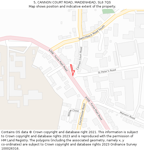 5, CANNON COURT ROAD, MAIDENHEAD, SL6 7QS: Location map and indicative extent of plot