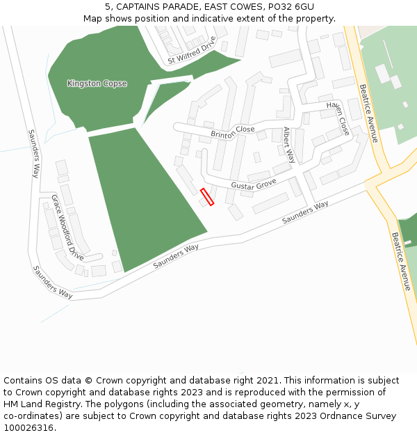 5, CAPTAINS PARADE, EAST COWES, PO32 6GU: Location map and indicative extent of plot