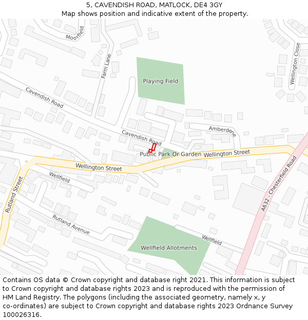 5, CAVENDISH ROAD, MATLOCK, DE4 3GY: Location map and indicative extent of plot