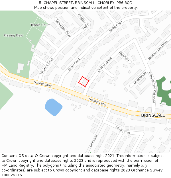 5, CHAPEL STREET, BRINSCALL, CHORLEY, PR6 8QD: Location map and indicative extent of plot