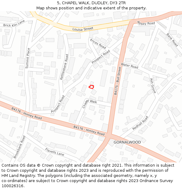 5, CHAPEL WALK, DUDLEY, DY3 2TR: Location map and indicative extent of plot