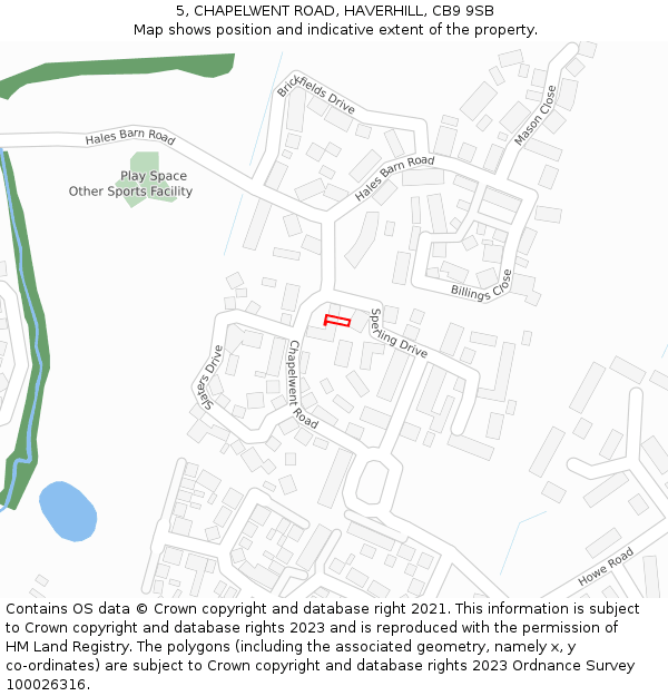 5, CHAPELWENT ROAD, HAVERHILL, CB9 9SB: Location map and indicative extent of plot