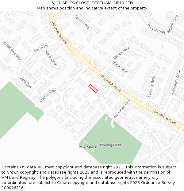 5, CHARLES CLOSE, DEREHAM, NR19 1TN: Location map and indicative extent of plot