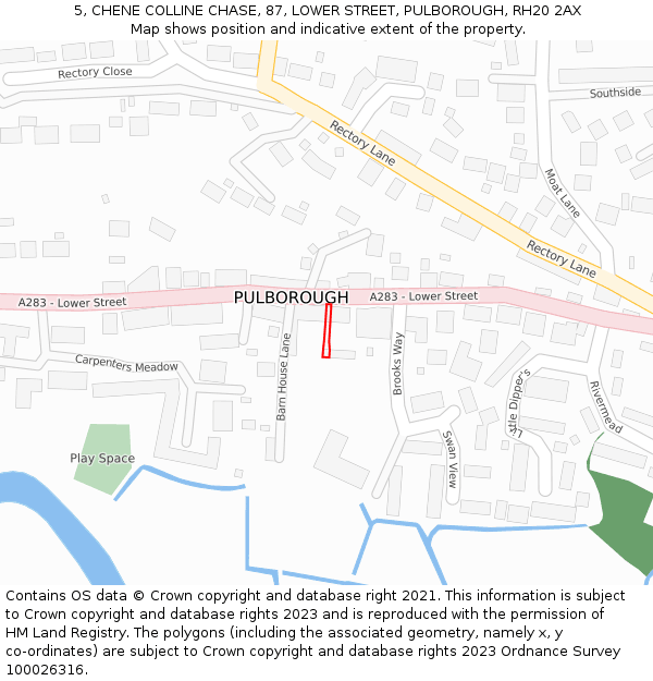 5, CHENE COLLINE CHASE, 87, LOWER STREET, PULBOROUGH, RH20 2AX: Location map and indicative extent of plot