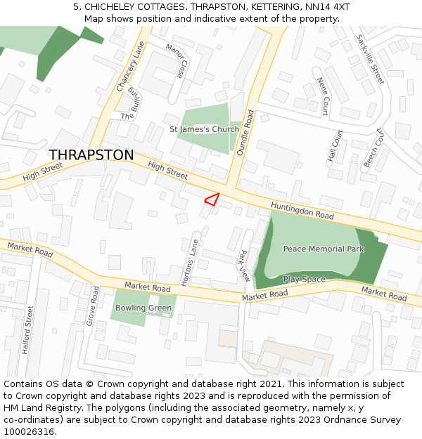 5, CHICHELEY COTTAGES, THRAPSTON, KETTERING, NN14 4XT: Location map and indicative extent of plot