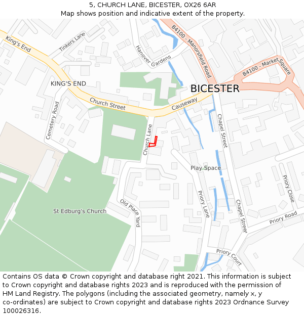 5, CHURCH LANE, BICESTER, OX26 6AR: Location map and indicative extent of plot