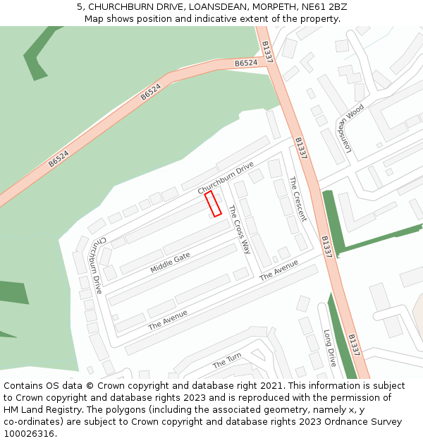 5, CHURCHBURN DRIVE, LOANSDEAN, MORPETH, NE61 2BZ: Location map and indicative extent of plot
