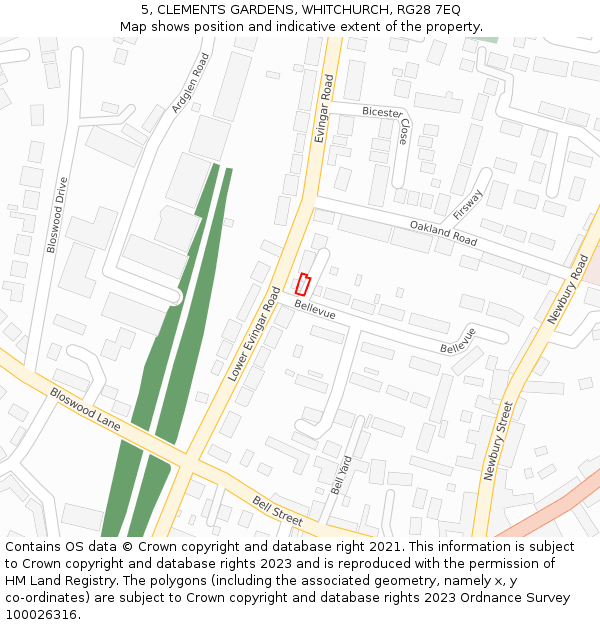 5, CLEMENTS GARDENS, WHITCHURCH, RG28 7EQ: Location map and indicative extent of plot