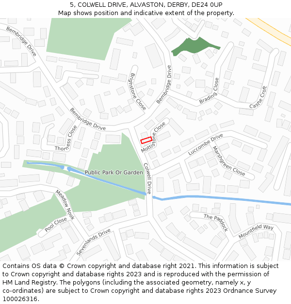 5, COLWELL DRIVE, ALVASTON, DERBY, DE24 0UP: Location map and indicative extent of plot