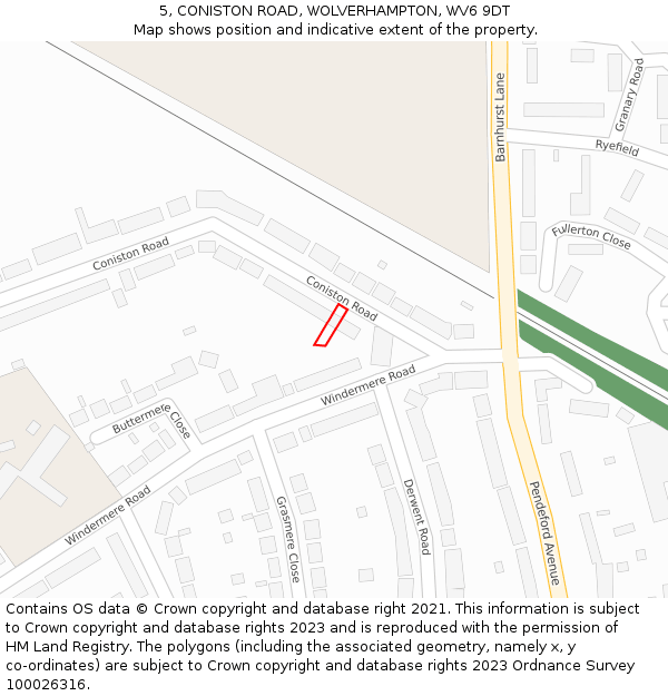 5, CONISTON ROAD, WOLVERHAMPTON, WV6 9DT: Location map and indicative extent of plot