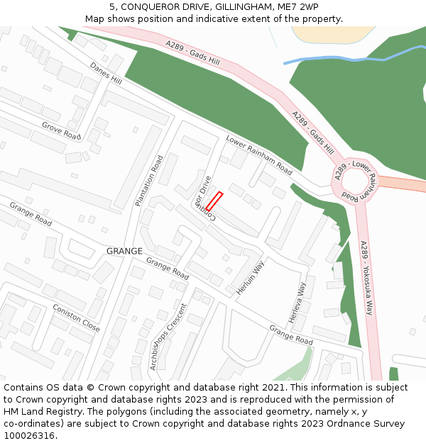 5, CONQUEROR DRIVE, GILLINGHAM, ME7 2WP: Location map and indicative extent of plot