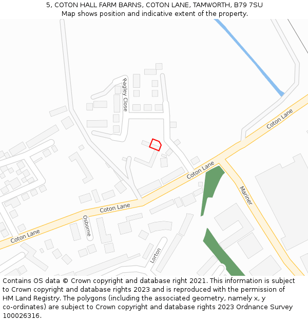 5, COTON HALL FARM BARNS, COTON LANE, TAMWORTH, B79 7SU: Location map and indicative extent of plot