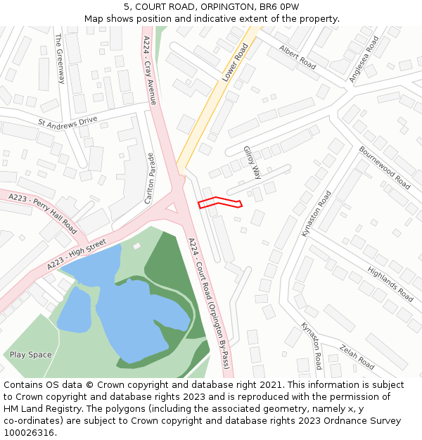 5, COURT ROAD, ORPINGTON, BR6 0PW: Location map and indicative extent of plot