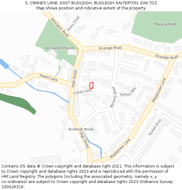 5, CRANES LANE, EAST BUDLEIGH, BUDLEIGH SALTERTON, EX9 7DZ: Location map and indicative extent of plot