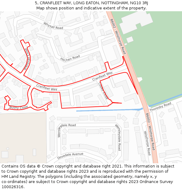 5, CRANFLEET WAY, LONG EATON, NOTTINGHAM, NG10 3RJ: Location map and indicative extent of plot