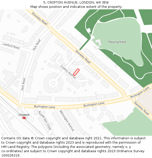 5, CROFTON AVENUE, LONDON, W4 3EW: Location map and indicative extent of plot