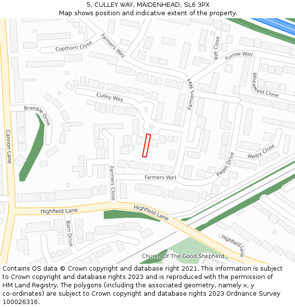 5, CULLEY WAY, MAIDENHEAD, SL6 3PX: Location map and indicative extent of plot