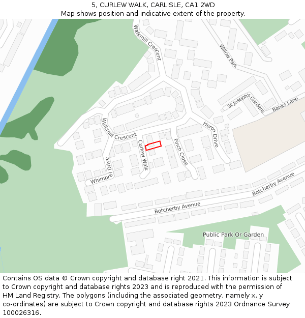 5, CURLEW WALK, CARLISLE, CA1 2WD: Location map and indicative extent of plot