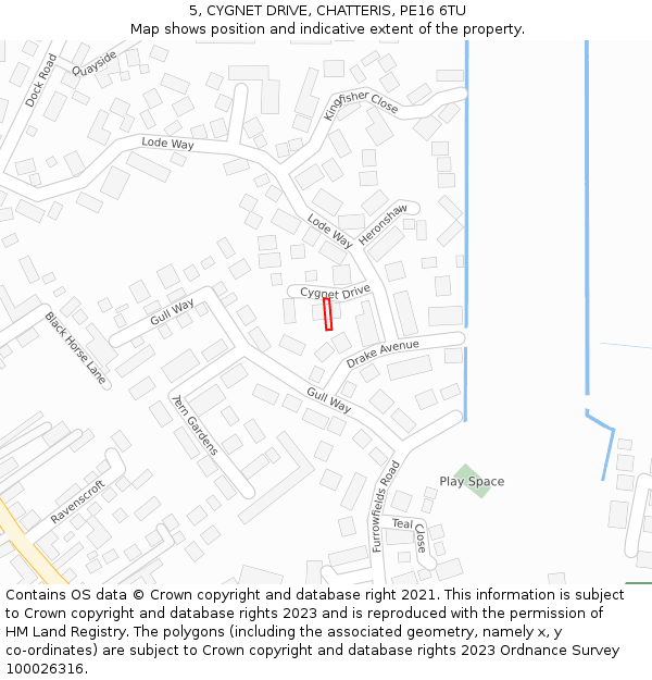 5, CYGNET DRIVE, CHATTERIS, PE16 6TU: Location map and indicative extent of plot
